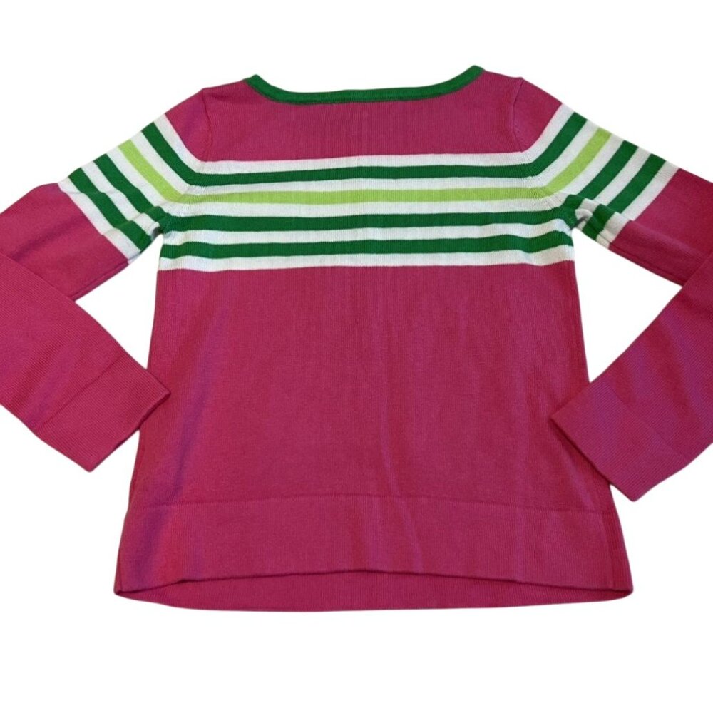 Lilly Pulitzer Mini Maria Pullover Sweater Girls Capri Pink Worth Stripe Size M - Picture 11 of 11